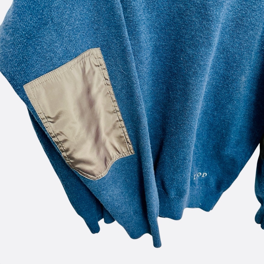 Men’s Izod Golf blue gray snap up collar sweater with elbow patches Size L - Picture 7 of 11
